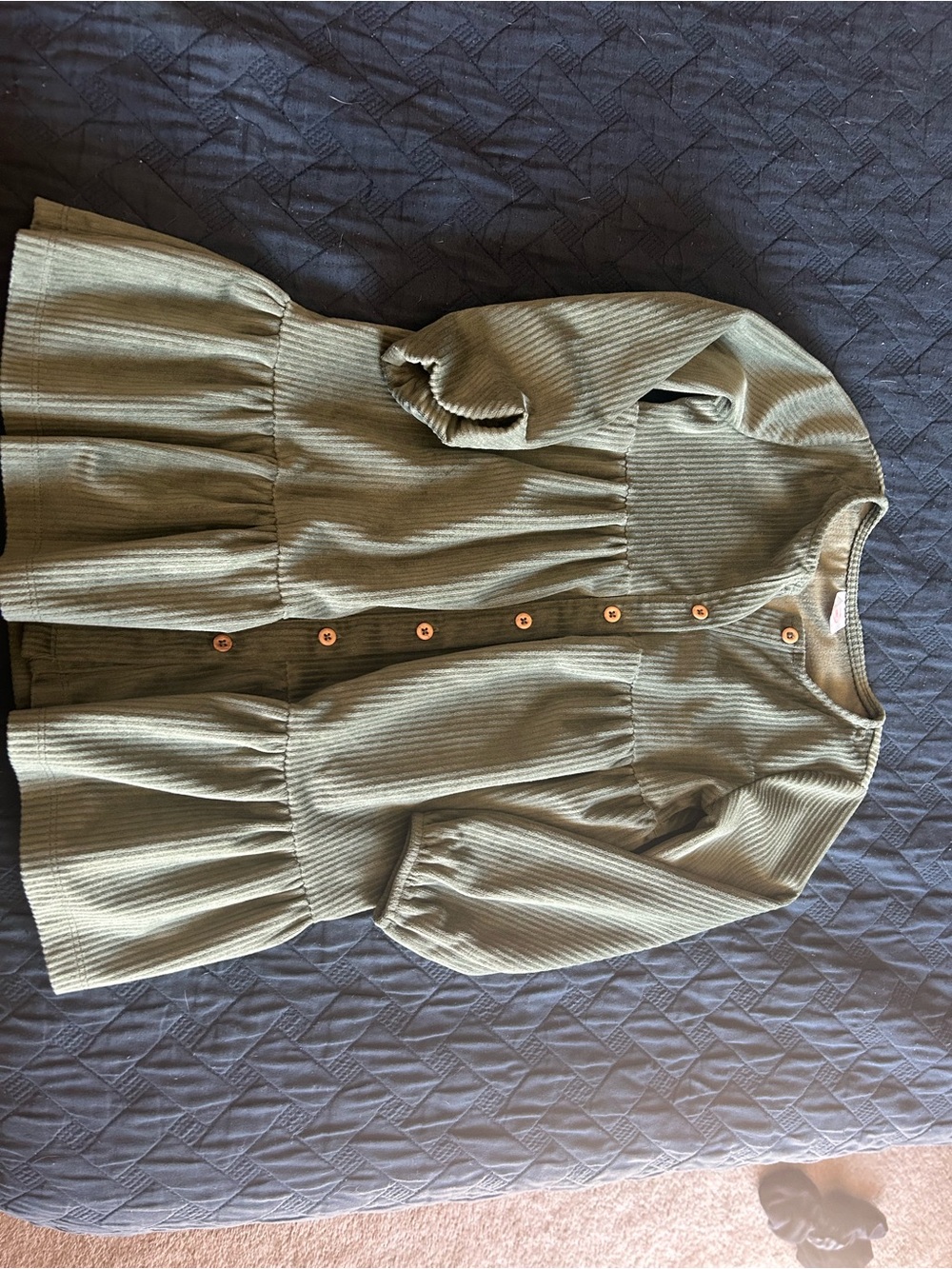 wonder nation Ribbed Peplum Button-Down Top in Sage Green